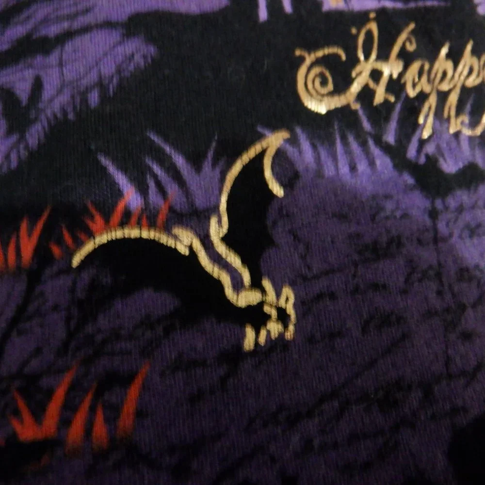 Happy Halloween Ladies Shirt 2X (18W - 20W) Black Purple Orange Gold Shimmer - Picture 6 of 15